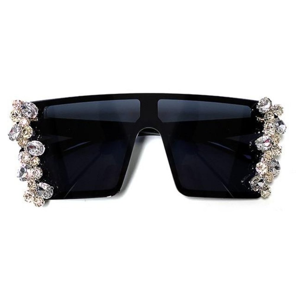 Black Oversized Square Flat Top Rhinestone… - Picture 2 of 2